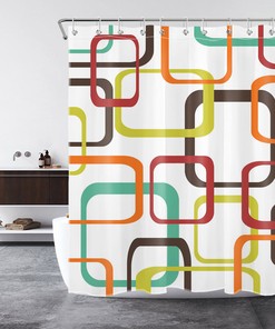 Colorful Geometric Art Printed Shower Curtain for Modern Bathroom Decor