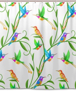 Colorful Hummingbirds Shower Curtain for Vibrant Bathroom Decor