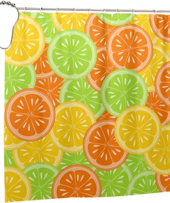 Colorful Lemons Fruits Shower Curtain - Waterproof Bathroom Decor with Home Decor Accents