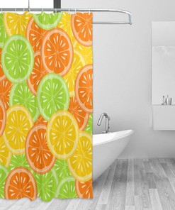 Colorful Lemons Fruits Shower Curtain - Waterproof Bathroom Decor with Home Decor Accents