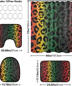 Colorful Leopard Spot Shower Curtain with U-Shaped Contour for Playful Bathroom Decor