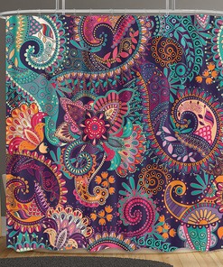 Colorful Mandala Flower Shower Curtain for Bohemia Bathroom Decor