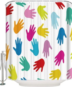 Colorful Palm Prints Bathroom Shower Curtain - Home Decor
