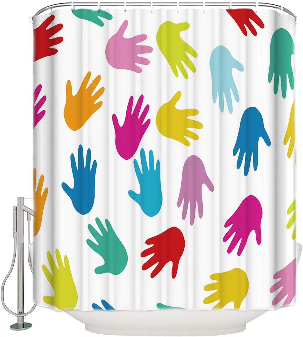 Colorful Palm Prints Bathroom Shower Curtain - Home Decor