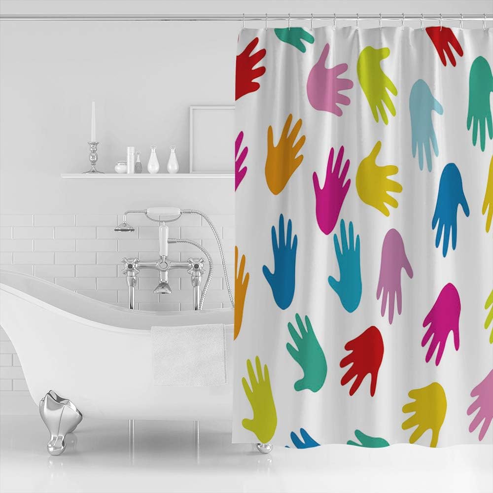 Colorful Palm Prints Bathroom Shower Curtain - Home Decor
