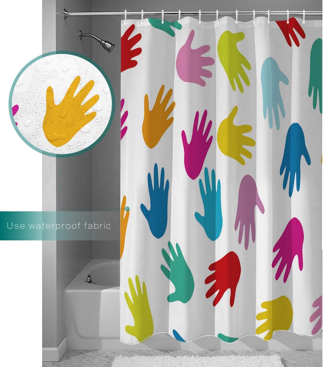 Colorful Palm Prints Bathroom Shower Curtain - Home Decor