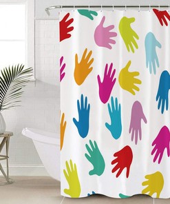 Colorful Palm Prints Bathroom Shower Curtain - Home Decor