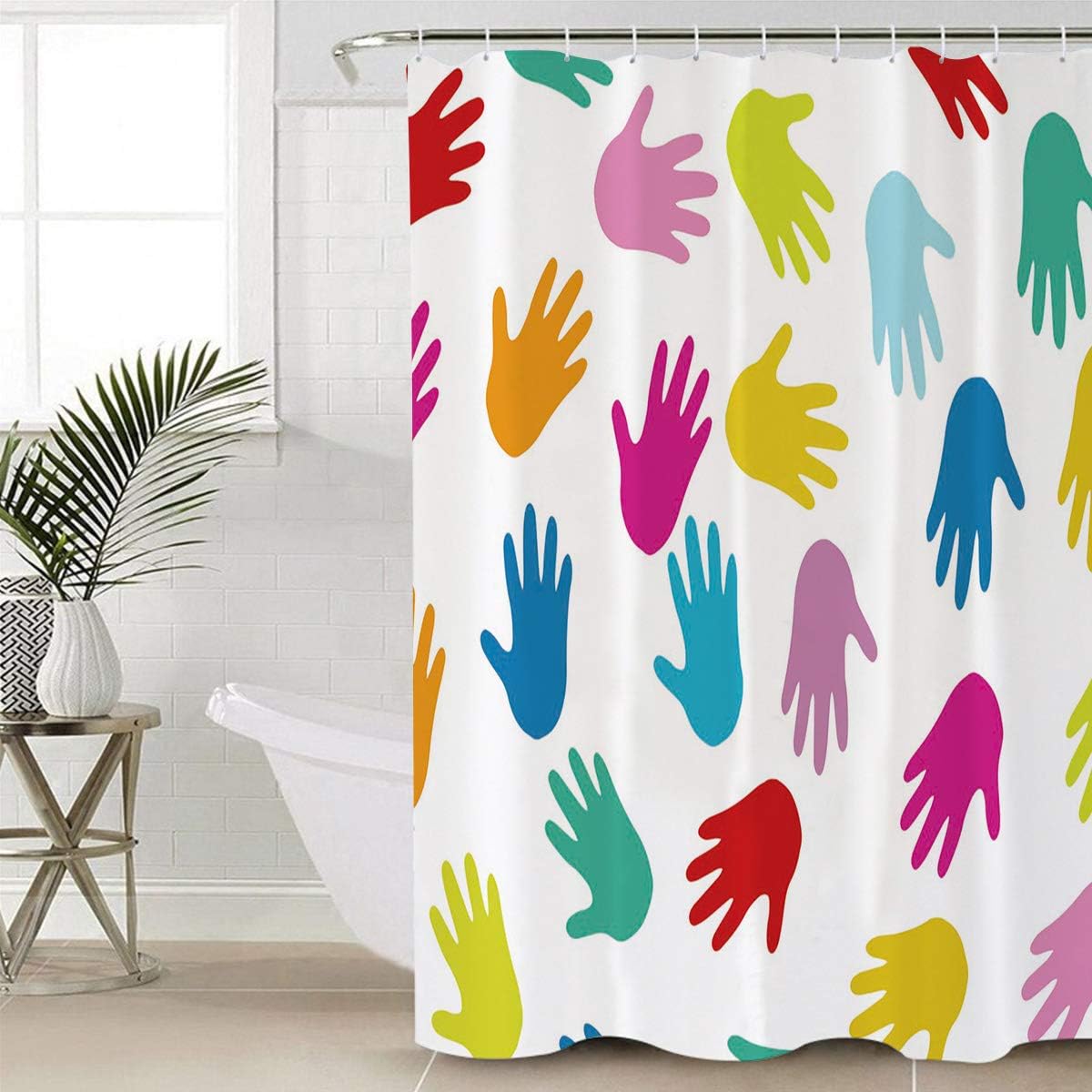 Colorful Palm Prints Bathroom Shower Curtain - Home Decor