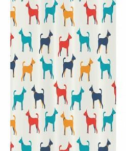 Colorful Pet Illustration Retro Style Shower Curtain, Fabric Bathroom Decor