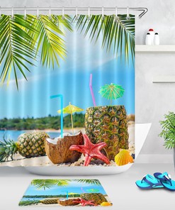 Colorful Pineapple Shower Curtain - Aloha Summer Bathroom Decor 