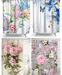 Colorful Rose Flowers Butterflies Shower and Bath Curtains for Your Bathroom
