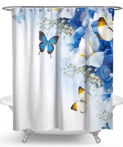Colorful Rose Flowers Butterflies Shower and Bath Curtains for Your Bathroom