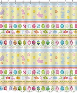 Colorful Striped Easter Eggs Shower Curtain