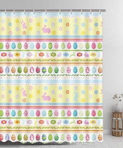 Colorful Striped Easter Eggs Shower Curtain