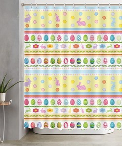 Colorful Striped Easter Eggs Shower Curtain