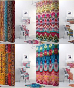 Colorful Stripes Boho Shower Curtain with Chic Bohemian Bathroom Theme