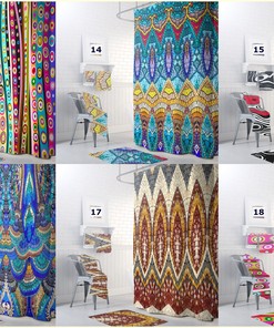 Colorful Stripes Boho Shower Curtain with Chic Bohemian Bathroom Theme