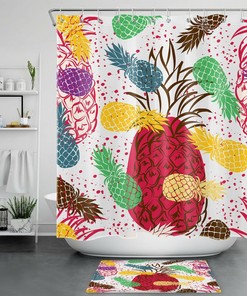 Colorful Tropical Fruit Pineapple Shower Curtain for a Vibrant Bathroom Accessory