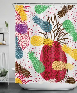 Colorful Tropical Fruit Pineapple Shower Curtain for a Vibrant Bathroom Accessory