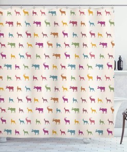 Colorful Wildlife Animal Pattern Shower Curtain, Cloth Bathroom Decor