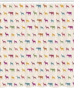 Colorful Wildlife Animal Pattern Shower Curtain, Cloth Bathroom Decor