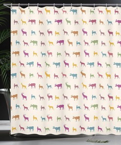 Colorful Wildlife Animal Pattern Shower Curtain, Cloth Bathroom Decor
