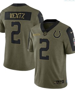 Colts Carson Wentz 2 Nfl Olive 2021 Salute To Service Player Men Jersey For Colts Lovers