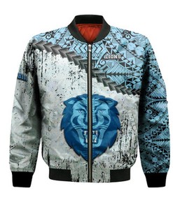 Columbia Lions Bomber Jacket Grunge Polynesian Tattoo- NCAA