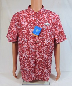 Columbia Pfg Arkansas Razorbacks Super Slack Tide Hawaiian Golf Shirt