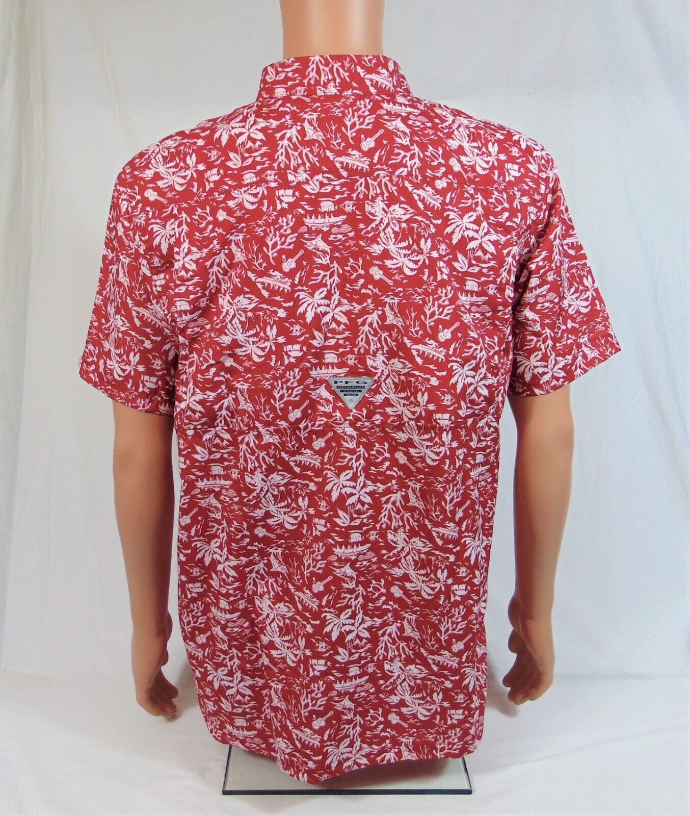 Columbia Pfg Arkansas Razorbacks Super Slack Tide Hawaiian Golf Shirt