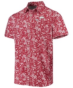 Columbia Pfg Arkansas Razorbacks Super Slack Tide Hawaiian Golf Shirt