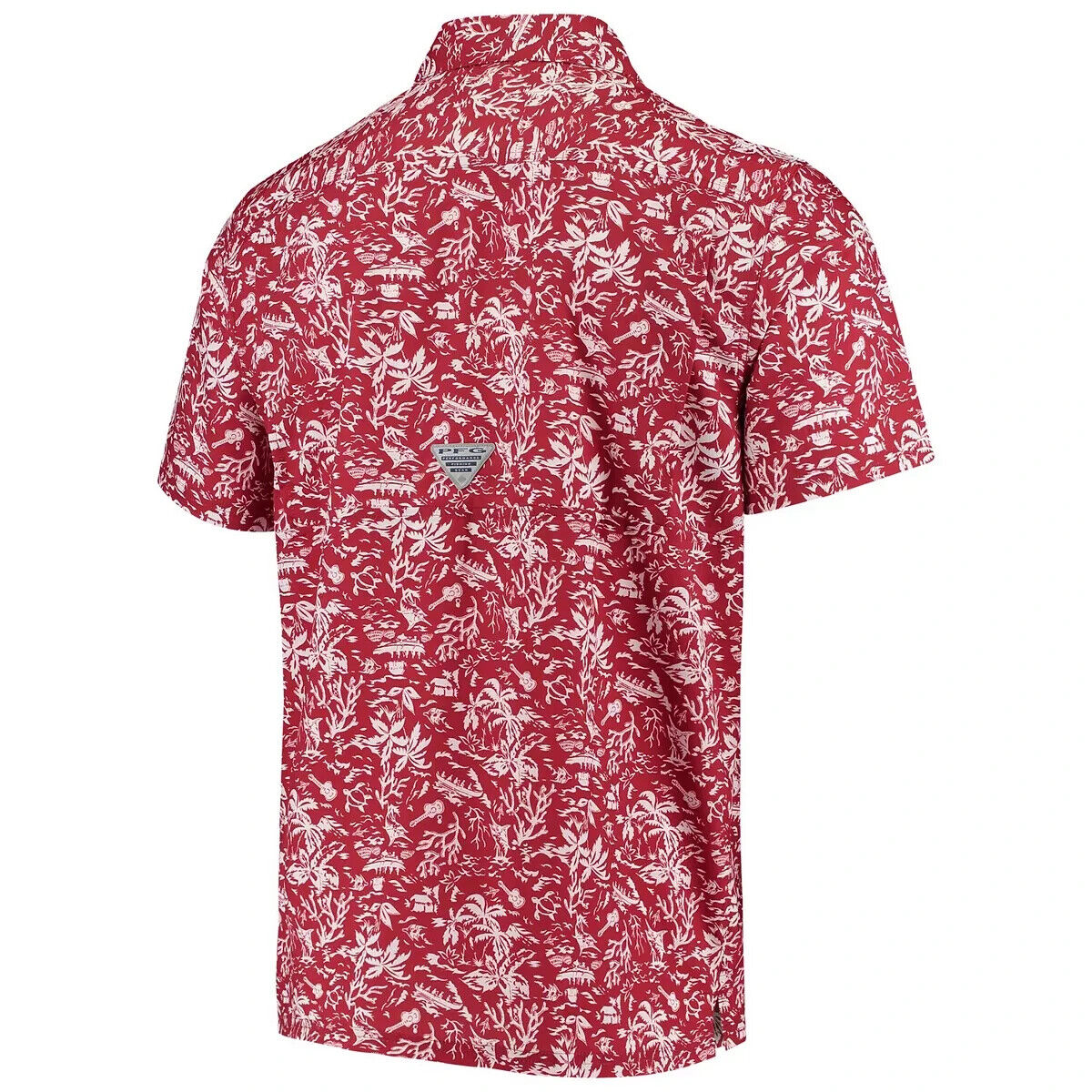 Columbia Pfg Arkansas Razorbacks Super Slack Tide Hawaiian Golf Shirt