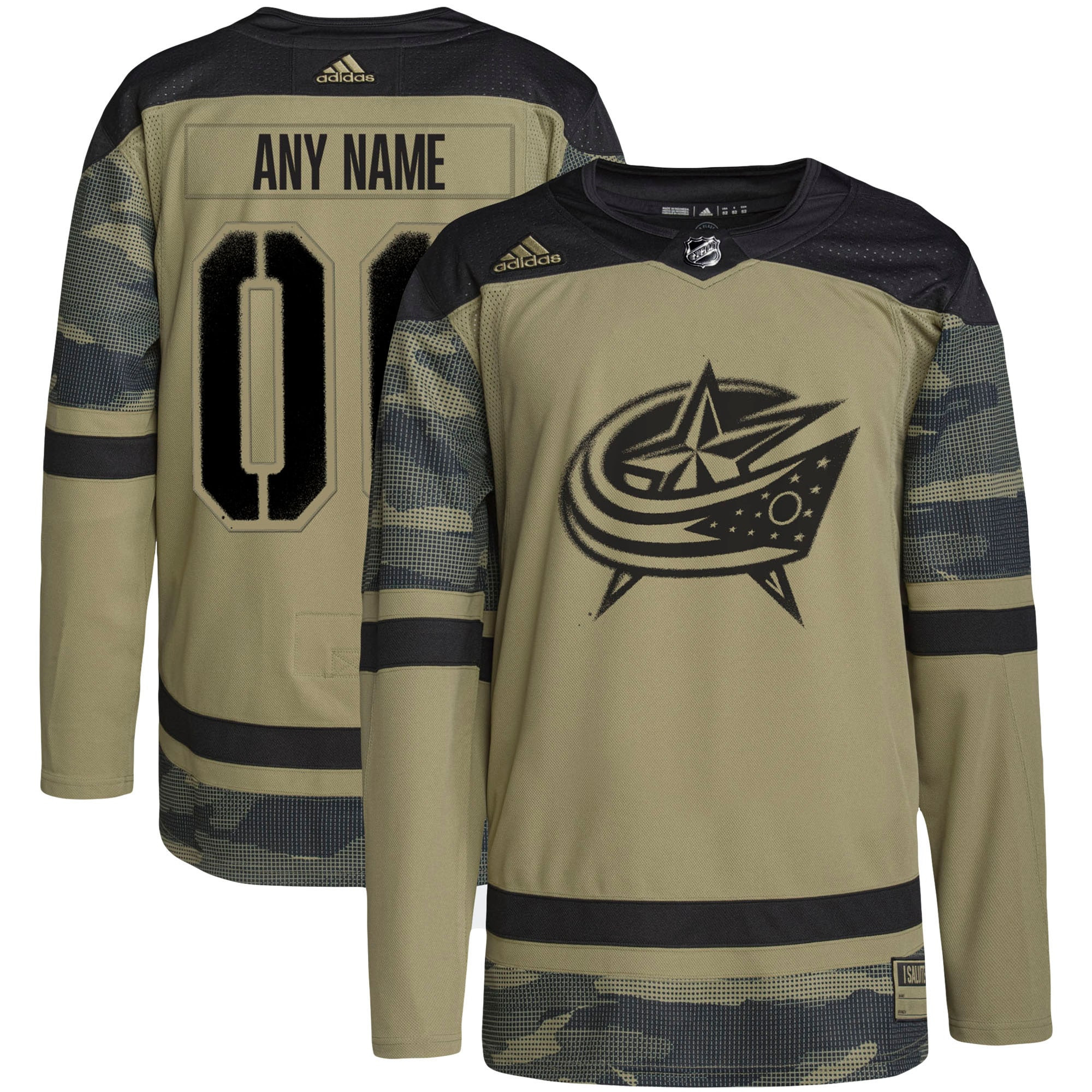 Columbus Blue Jackets Adidas Military Appreciation Team Authentic Custom Practice Jersey - Camo Custom Jerseys Nhl