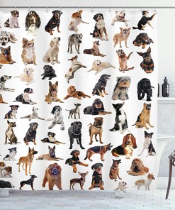 Composite Dog Picture Shower Curtain, Cloth Bathroom Decor, Long
