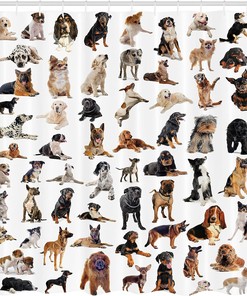 Composite Dog Picture Shower Curtain, Cloth Bathroom Decor, Long