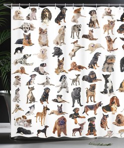 Composite Dog Picture Shower Curtain, Cloth Bathroom Decor, Long