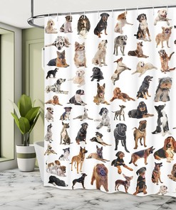 Composite Dog Picture Shower Curtain, Cloth Bathroom Decor, Long