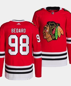 Connor Bedard #98 Chicago Blackhawks 2023 NHL Draft Home Men Jersey - Red