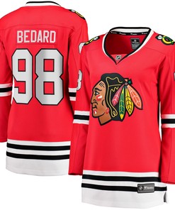Connor Bedard 98 Chicago Blackhawks Women's 2023 NHL Draft Home Breakaway Jersey - Red