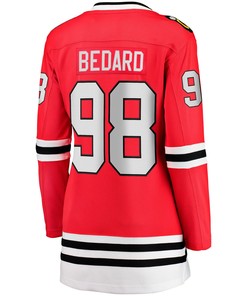 Connor Bedard 98 Chicago Blackhawks Women's 2023 NHL Draft Home Breakaway Jersey - Red
