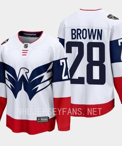 Connor Brown 28 Washington Capitals 2023 Jersey Stadium White Primegreen