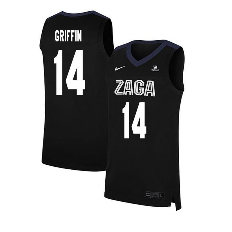 Connor Griffin 14 Gonzaga Bulldogs Elite Basketball Men Jersey - Black