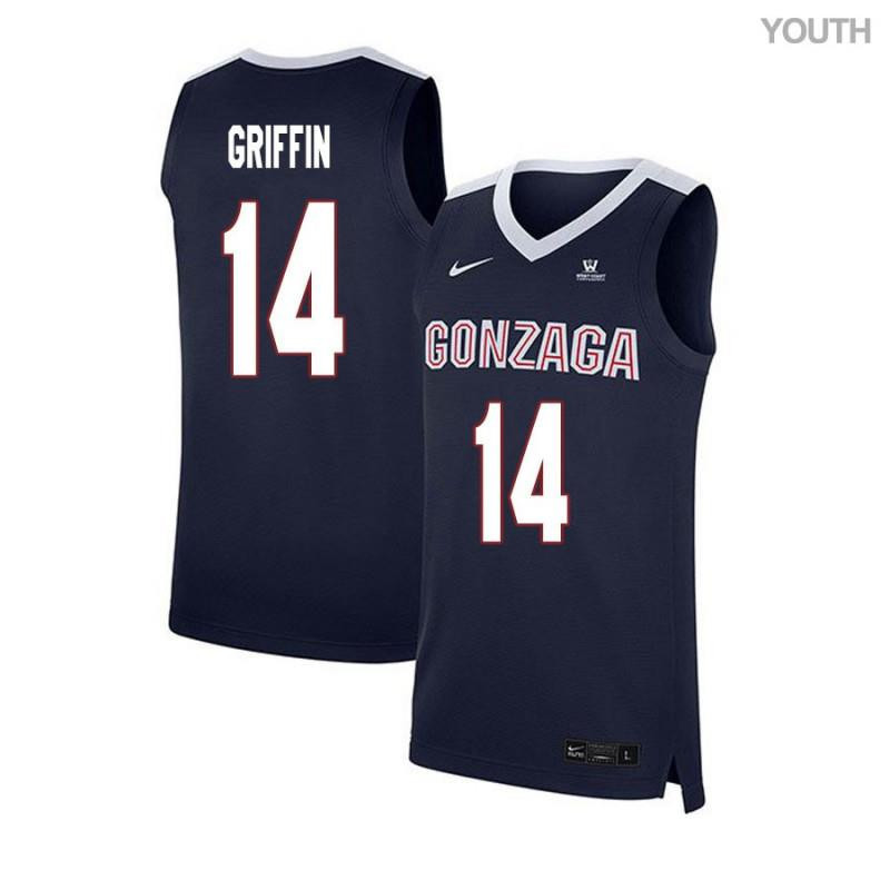 Connor Griffin 14 Gonzaga Bulldogs Elite Basketball Youth Jersey - Navy