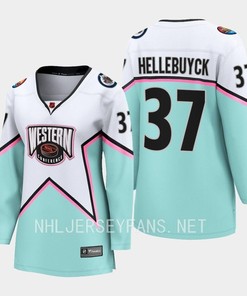 Connor Hellebuyck 37 Winnipeg Jets White 2023 All-Star Western Conference Jersey Women