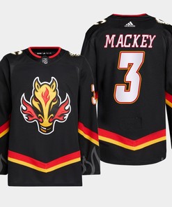 Connor Mackey 3 Calgary Flames Black Jersey 2022-23 Blasty Alternate Primegreen