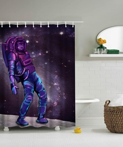 Cool Chimpanzee Gorilla Astronaut Dancing in Outer Space Universe Galaxy Shower Curtain for Kids Bathroom