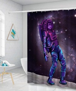 Cool Chimpanzee Gorilla Astronaut Dancing in Outer Space Universe Galaxy Shower Curtain for Kids Bathroom