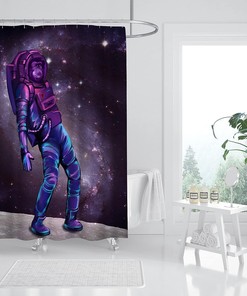 Cool Chimpanzee Gorilla Astronaut Dancing in Outer Space Universe Galaxy Shower Curtain for Kids Bathroom