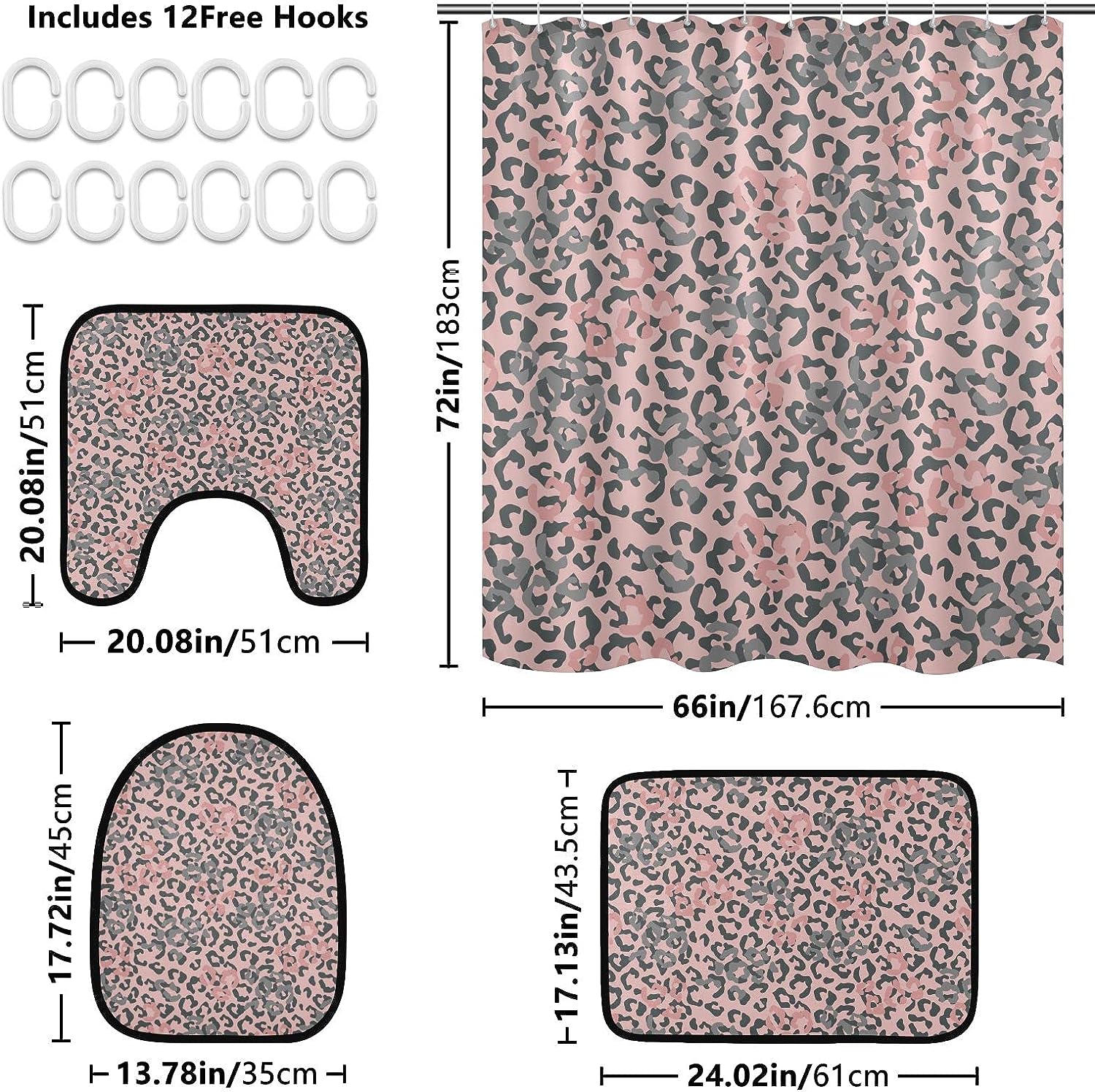 Cool Leopard Spot Shower Curtain with U-Shaped Contour for Simple Bathroom Decor