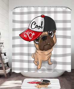 Cool Pug Dog Shower Curtain for Your Bathroom Decor